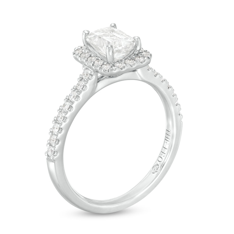 Main Image 2 of THE LEO Diamond Engagement Ring 1-1/4 ct tw Emerald & Round-cut 14K White Gold