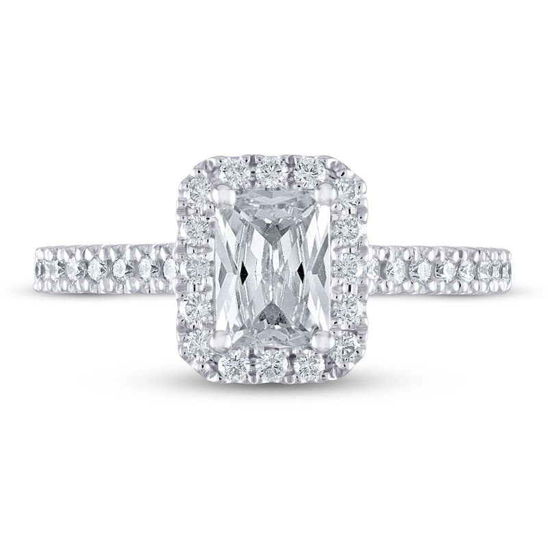 THE LEO Diamond Engagement Ring 1-1/4 ct tw Emerald & Round-cut 14K White Gold