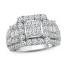 Diamond Engagement Ring 3-1/2 ct tw Princess, Round & Baguette-cut 14K White Gold