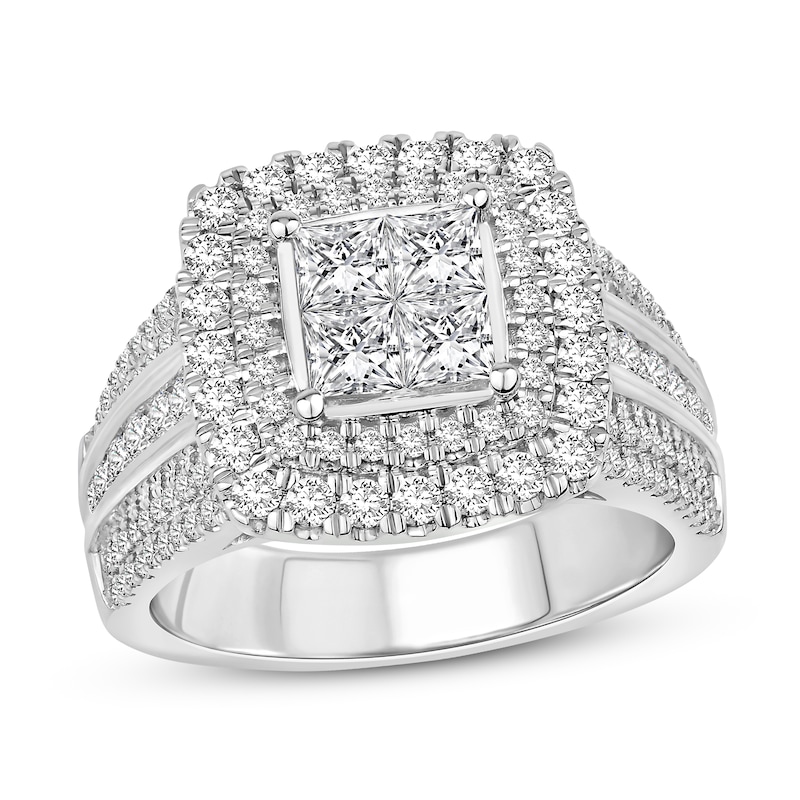Main Image 1 of Diamond Engagement Ring 2 ct tw Princess & Round-cut 10K White Gold