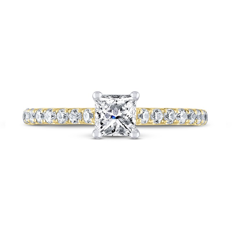 THE LEO Diamond Engagement Ring 3/4 ct tw Princess & Round 14K Yellow Gold