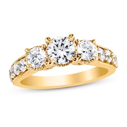 Now + Forever 3-Stone Diamond Ring 1/2 ct tw Round-cut 14K Yellow Gold