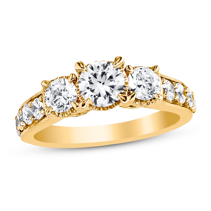Main Image 1 of Now + Forever 3-Stone Diamond Ring 1/2 ct tw Round-cut 14K Yellow Gold