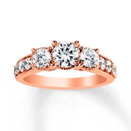 Now + Forever 3-Stone Diamond Ring 1/2 ct tw Round-cut 14K Rose Gold