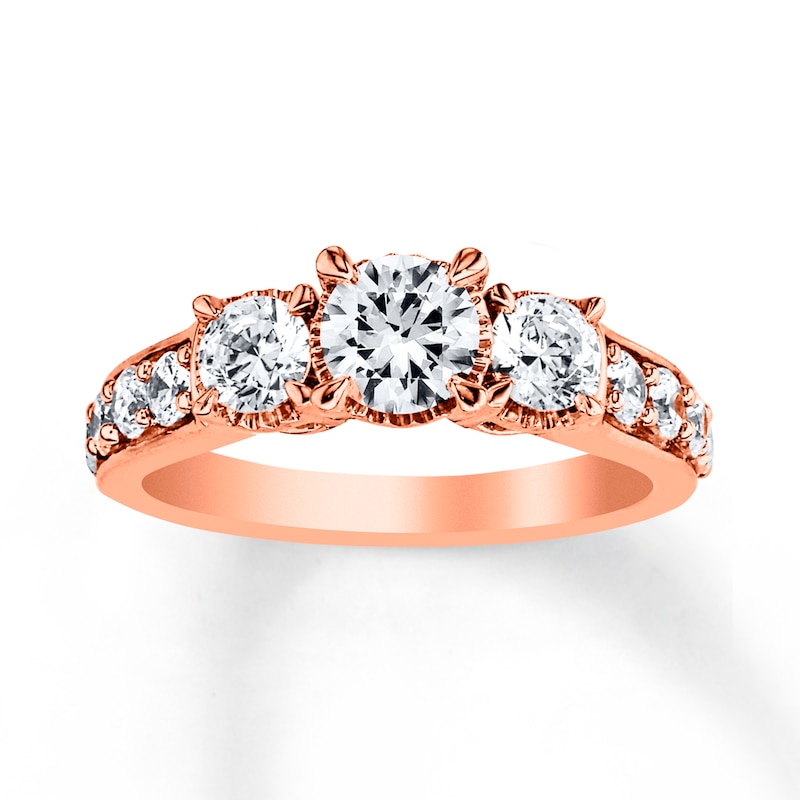 Main Image 1 of Now + Forever 3-Stone Diamond Ring 1/2 ct tw Round-cut 14K Rose Gold