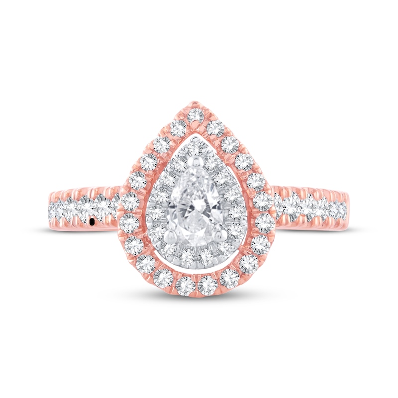 Main Image 3 of Diamond Engagement Ring 1 ct tw Pear & Round 14K Rose Gold