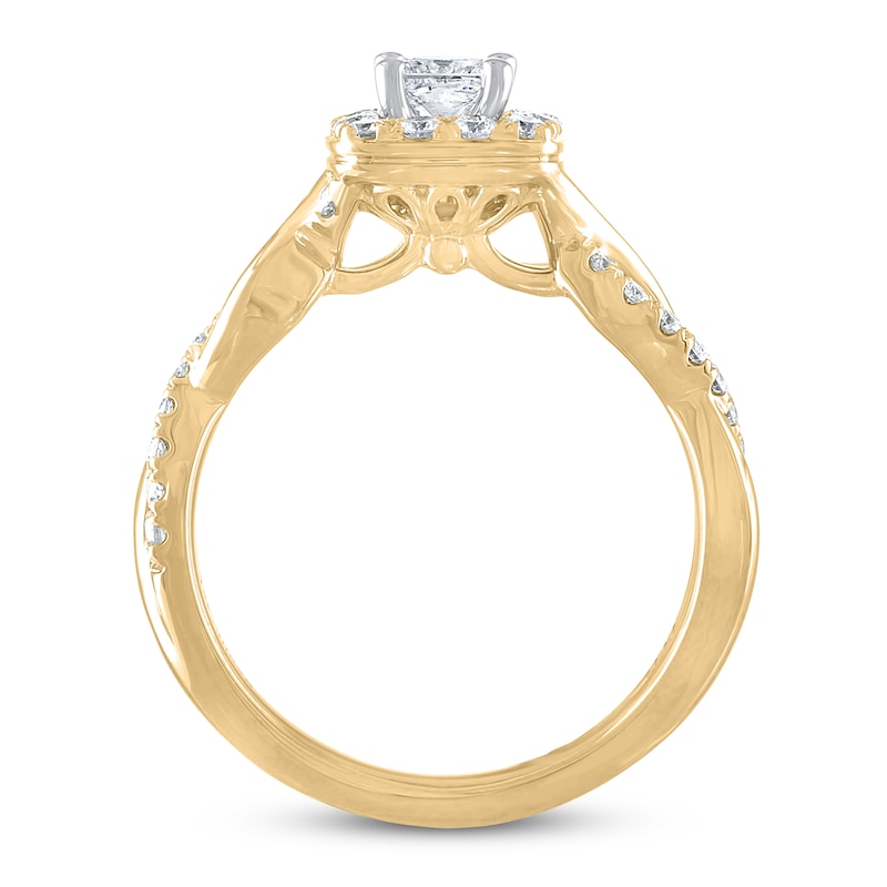 THE LEO Diamond Engagement Ring 3/4 ct tw Princess & Round-cut 14K Yellow Gold