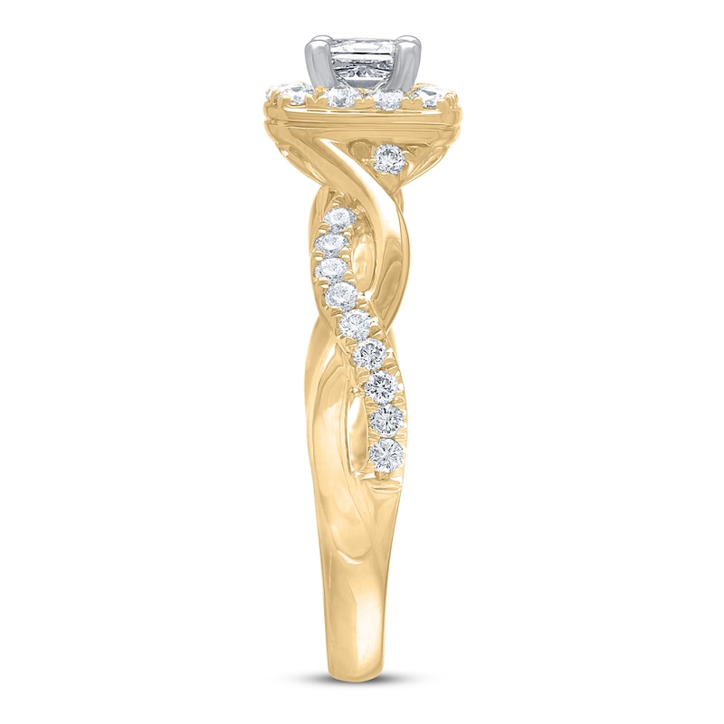 THE LEO Diamond Engagement Ring 3/4 ct tw Princess & Round-cut 14K Yellow Gold