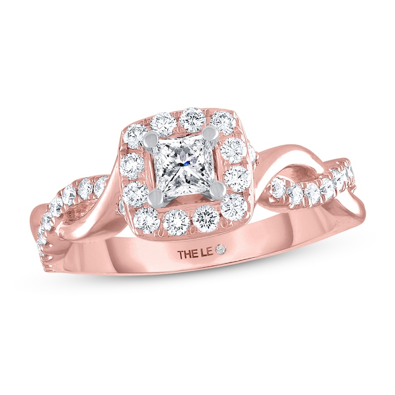 THE LEO Diamond Engagement Ring 3/4 ct tw Princess & Round-cut 14K Rose ...
