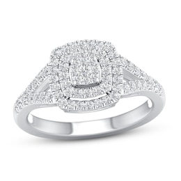 Now + Forever Diamond Engagement Ring 1/2 ct tw Round-cut 10K White Gold