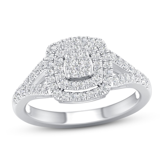 Now + Forever Diamond Engagement Ring 1/2 ct tw Round-cut 10K White Gold