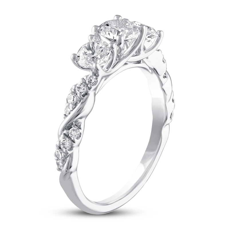 THE LEO Diamond Three-Stone Engagement Ring 1-1/8 ct tw Round-cut 14K White Gold