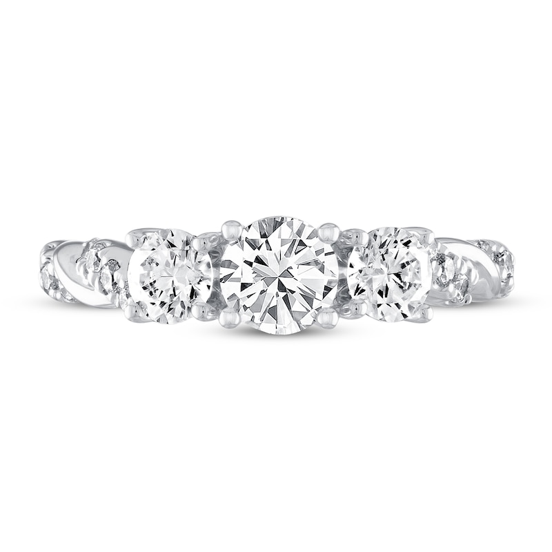 Main Image 3 of THE LEO Diamond Three-Stone Engagement Ring 1-1/8 ct tw Round-cut 14K White Gold
