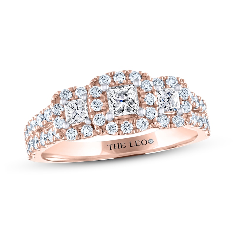 Main Image 1 of THE LEO Diamond Three-Stone Engagement Ring 7/8 ct tw Princess & Round-cut 14K Rose Gold