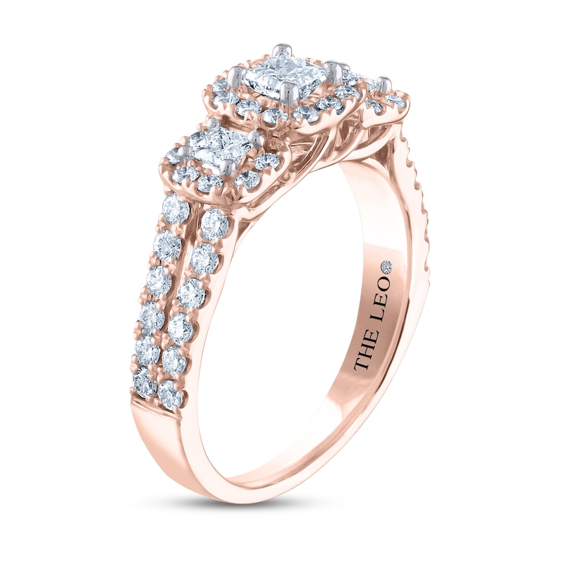 THE LEO Diamond Three-Stone Engagement Ring 7/8 ct tw Princess & Round-cut 14K Rose Gold