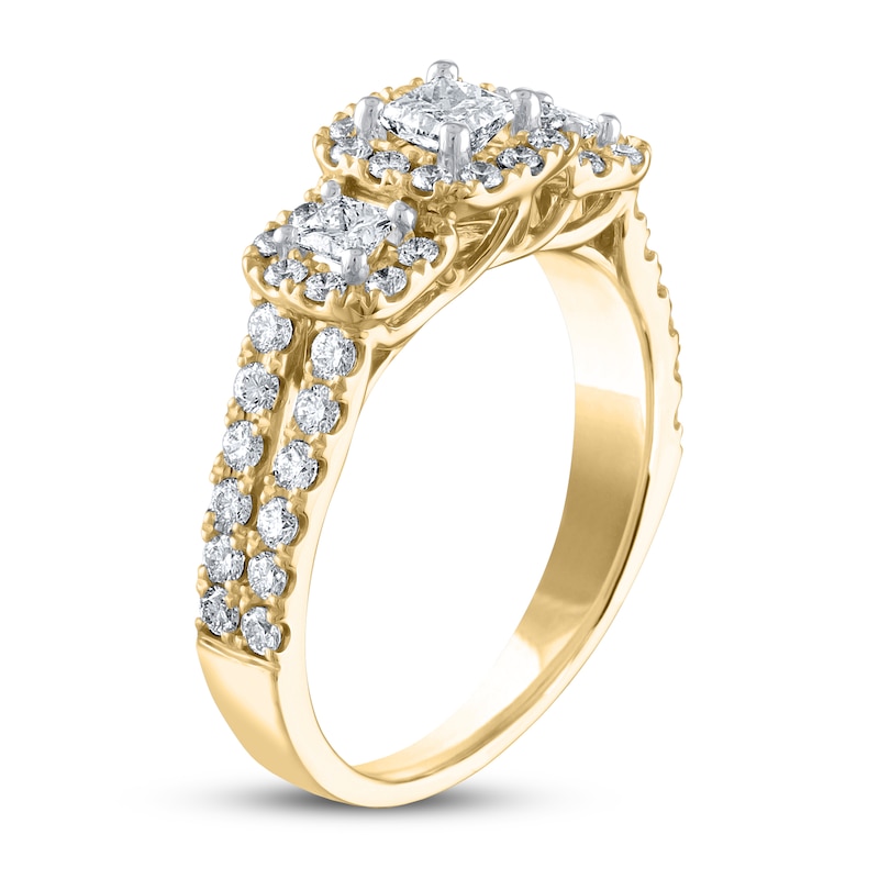 Main Image 2 of THE LEO Diamond Three-Stone Engagement Ring 7/8 ct tw Princess & Round-cut 14K Yellow Gold