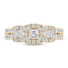 Thumbnail Image 3 of THE LEO Diamond Three-Stone Engagement Ring 7/8 ct tw Princess & Round-cut 14K Yellow Gold