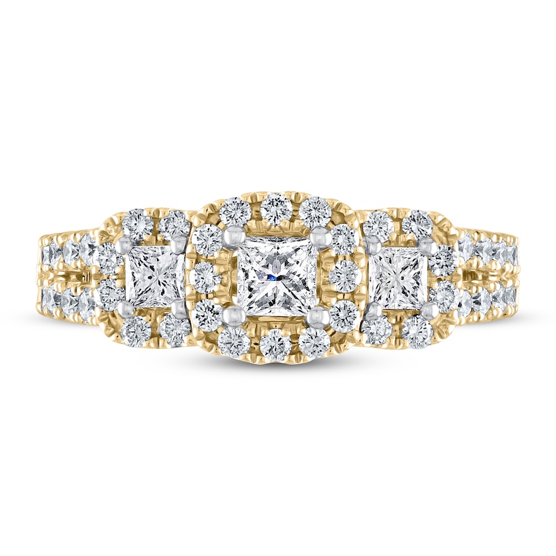 Main Image 3 of THE LEO Diamond Three-Stone Engagement Ring 7/8 ct tw Princess & Round-cut 14K Yellow Gold