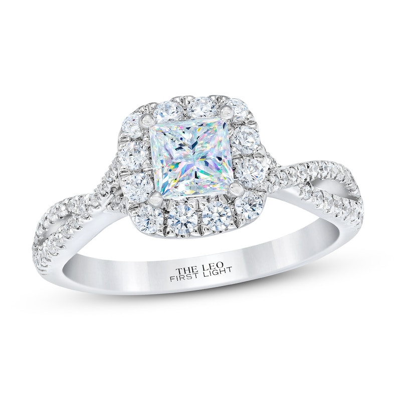 THE LEO First Light Diamond Princess-Cut Engagement Ring 1-1/8 ct tw 14K White Gold