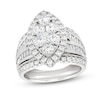 Diamond Engagement Ring 3 ct tw Round & Baguette 14K White Gold