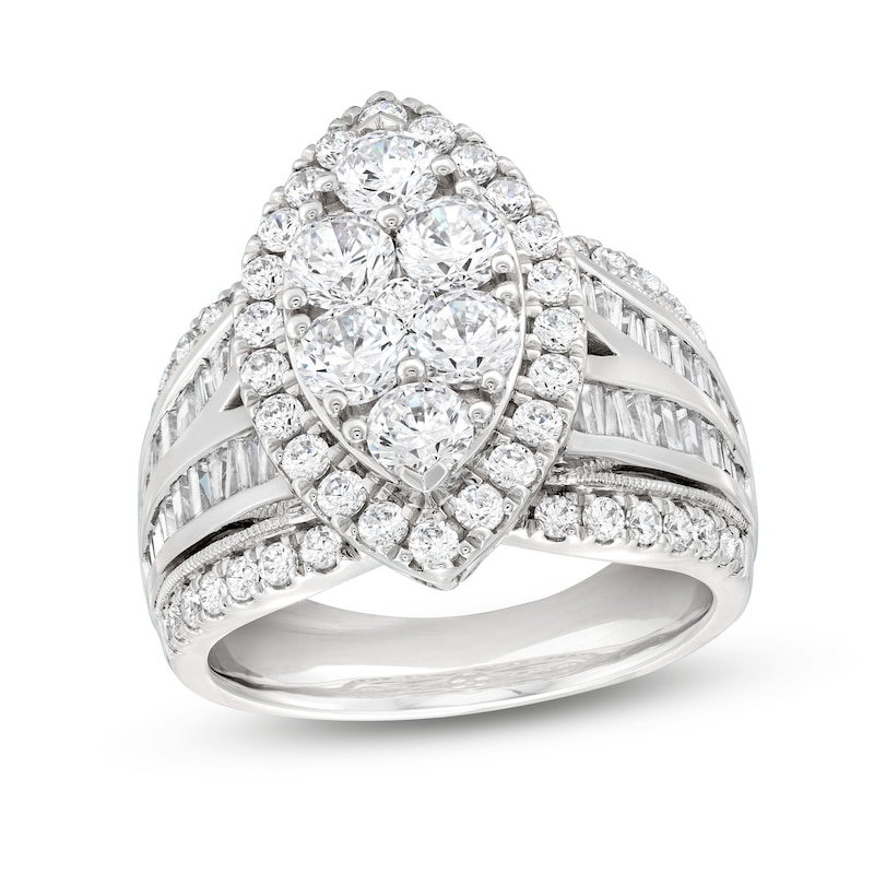 Main Image 1 of Now + Forever Diamond Engagement Ring 3 ct tw Round & Baguette 14K White Gold