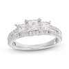 Thumbnail Image 1 of Memories Moments Magic Three-Stone Diamond Engagement Ring 1 ct tw Princess/Round 14K White Gold
