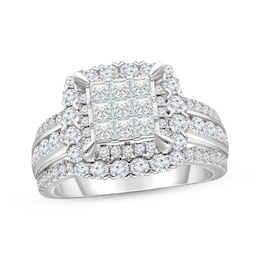 Now + Forever Diamond Engagement Ring 2 ct tw Princess & Round 14K White Gold
