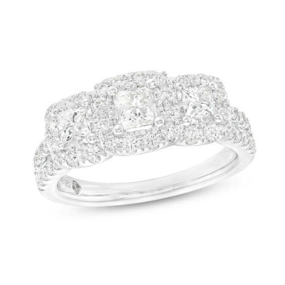 Kay THE LEO Diamond Three-Stone Engagement Ring 1-1/3 ct tw Princess & Round-cut 14K White Gold