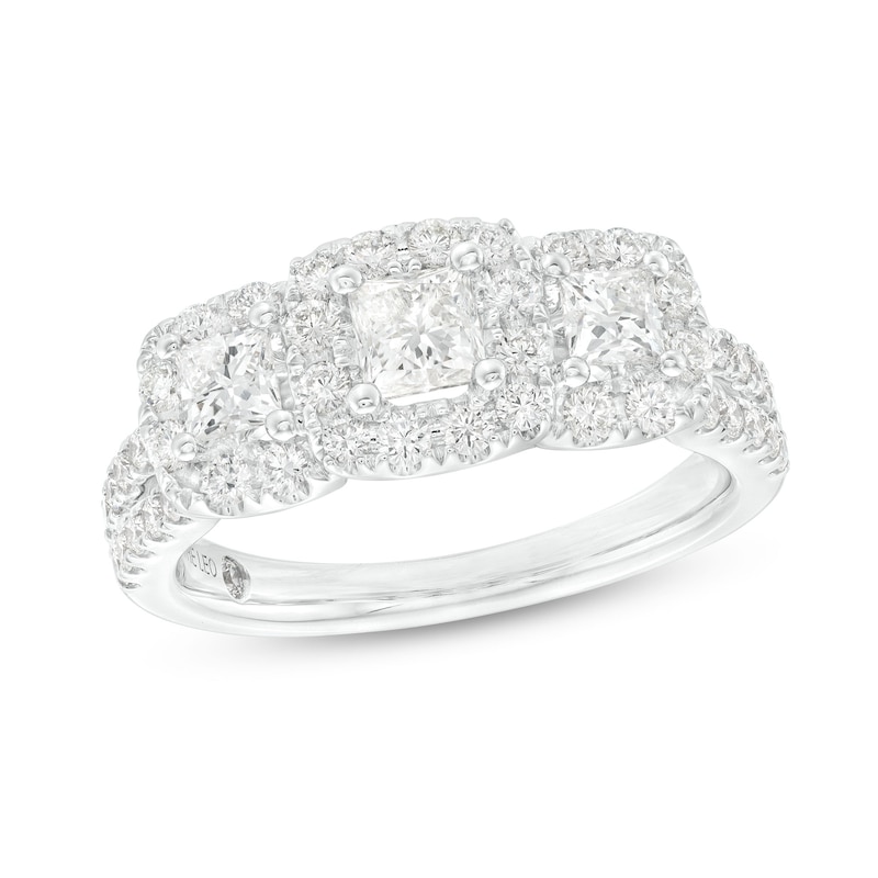 Main Image 1 of THE LEO Diamond Three-Stone Engagement Ring 1-1/3 ct tw Princess & Round-cut 14K White Gold