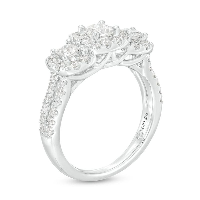 THE LEO Diamond Three-Stone Engagement Ring 1-1/3 ct tw Princess & Round-cut 14K White Gold