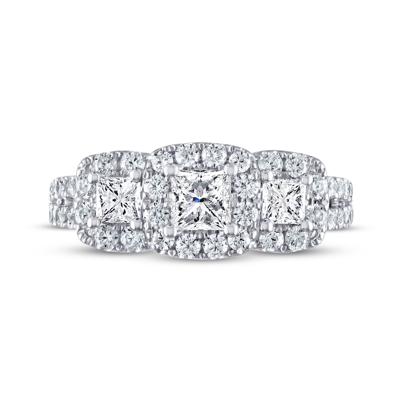 Main Image 3 of THE LEO Diamond Three-Stone Engagement Ring 1-1/3 ct tw Princess & Round-cut 14K White Gold