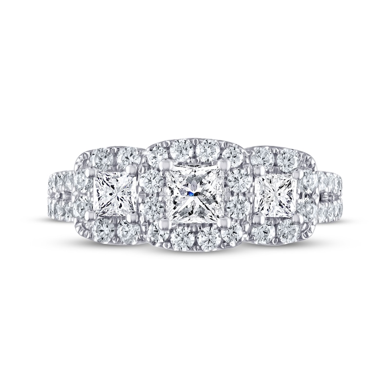 THE LEO Diamond Three-Stone Engagement Ring 1-1/3 ct tw Princess & Round-cut 14K White Gold