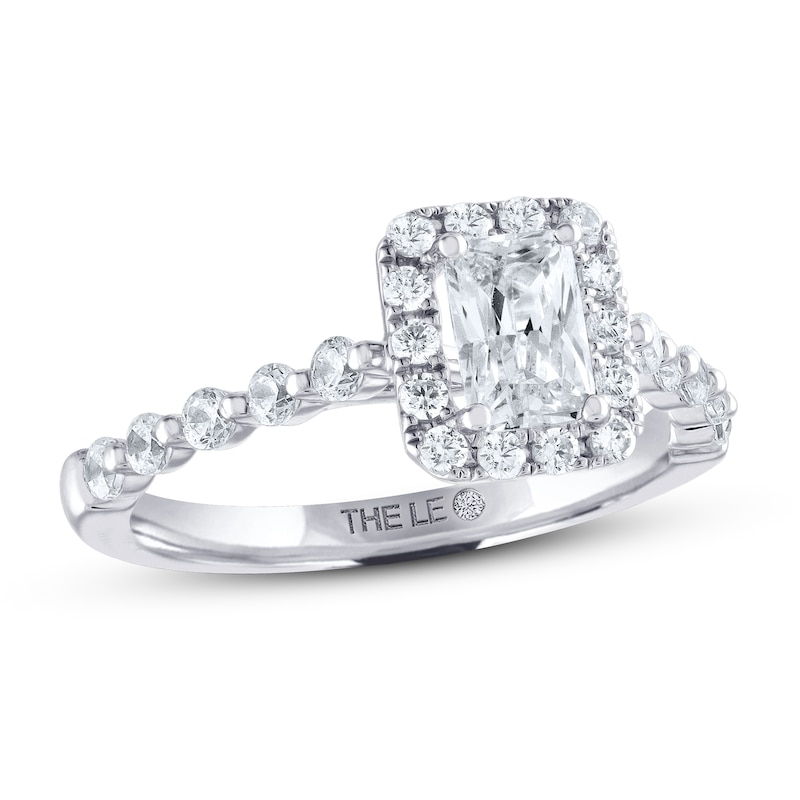 Main Image 1 of THE LEO Diamond Engagement Ring 1-1/8 ct tw Emerald & Round-cut 14K White Gold