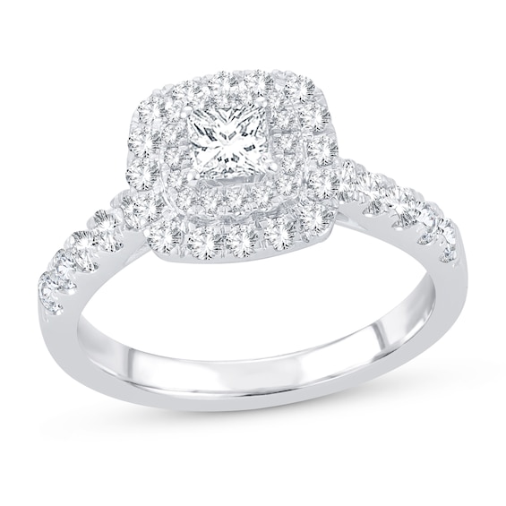 Diamond Engagement Ring 1 ct tw Princess & Round 14K White Gold