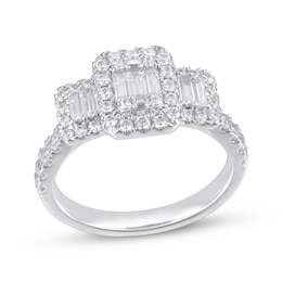 Diamond Engagement Ring 1 ct tw Baguette/Round 14K White Gold