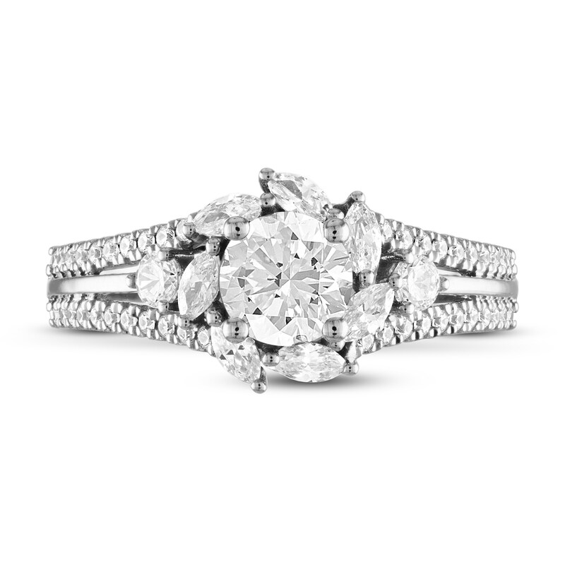 Adrianna Papell Diamond Engagement Ring 1-1/3 ct tw Round & Marquise 14K White Gold