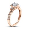 Adrianna Papell Diamond Engagement Ring 5/8 ct tw Princess, Baguette & Round 14K Rose Gold