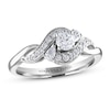 Adrianna Papell Diamond Engagement Ring 1/2 ct tw Round & Pear 14K White Gold