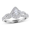 Adrianna Papell Diamond Engagement Ring 1/2 ct tw Pear & Round 14K White Gold