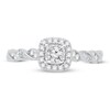 Diamond Engagement Ring 3/8 ct tw Round & Baguette 14K White Gold
