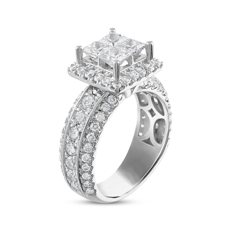 Multi-Diamond Engagement Ring 3 ct tw Princess & Round 14K White Gold