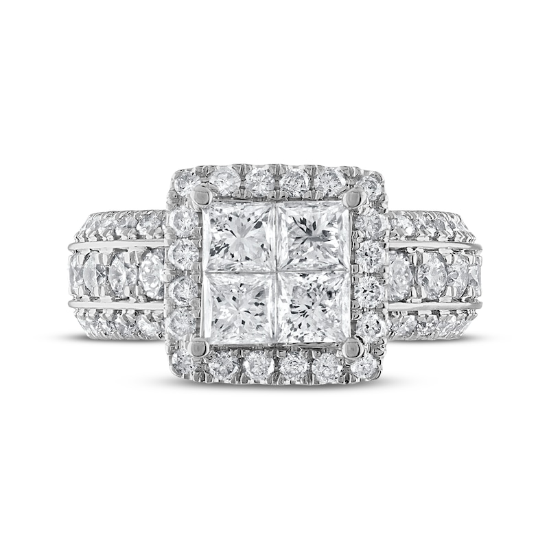 Multi-Diamond Engagement Ring 3 ct tw Princess & Round 14K White Gold