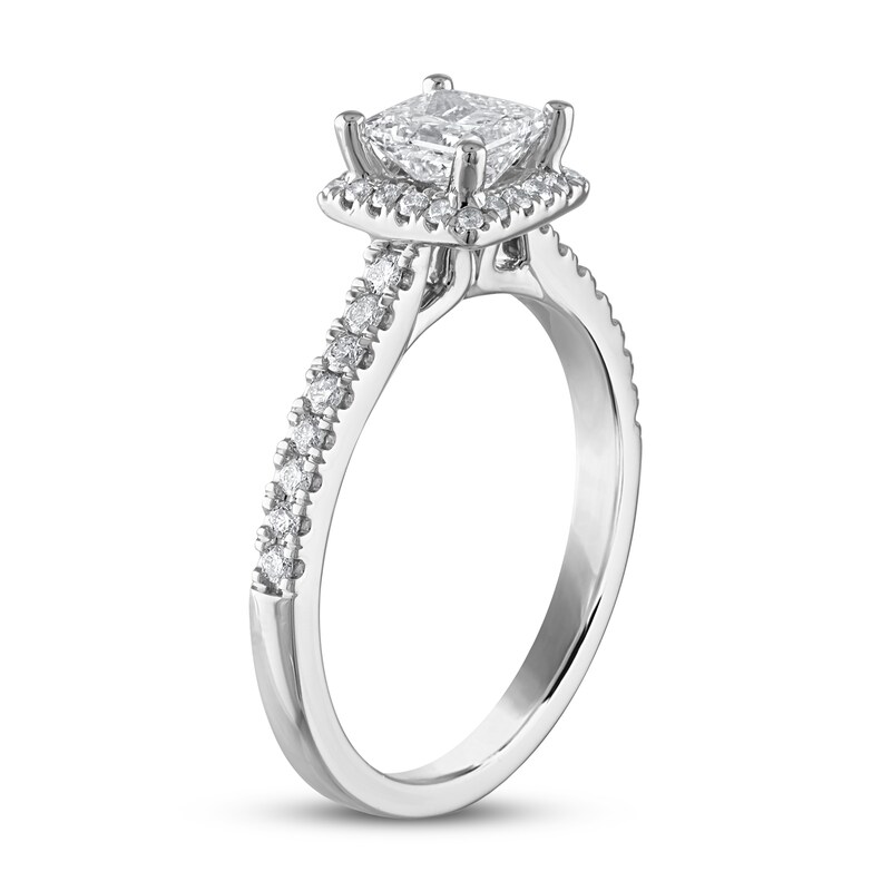 Certified Diamond Engagement Ring 1 ct tw Princess & Round 14K White Gold