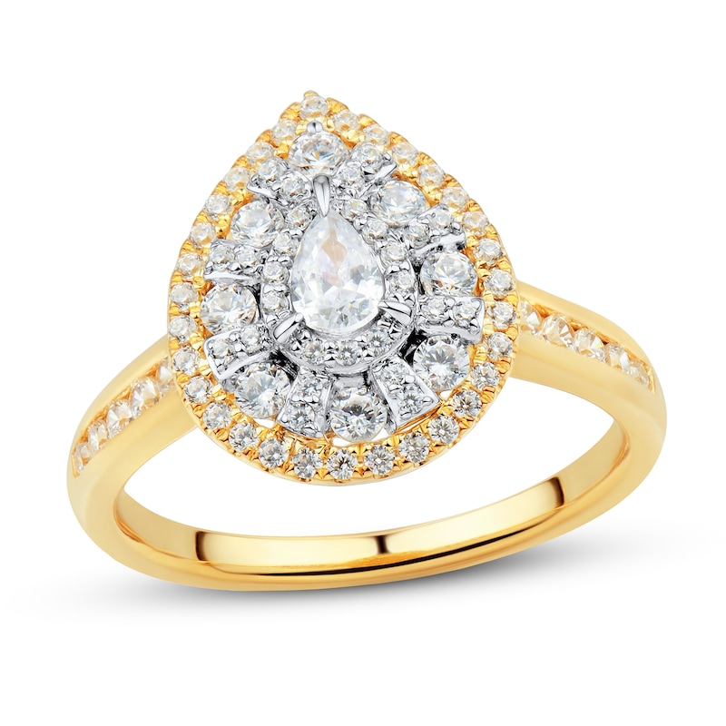 Main Image 1 of Now + Forever Diamond Engagement Ring 3/4 ct tw Pear & Round 14K Two-Tone Gold