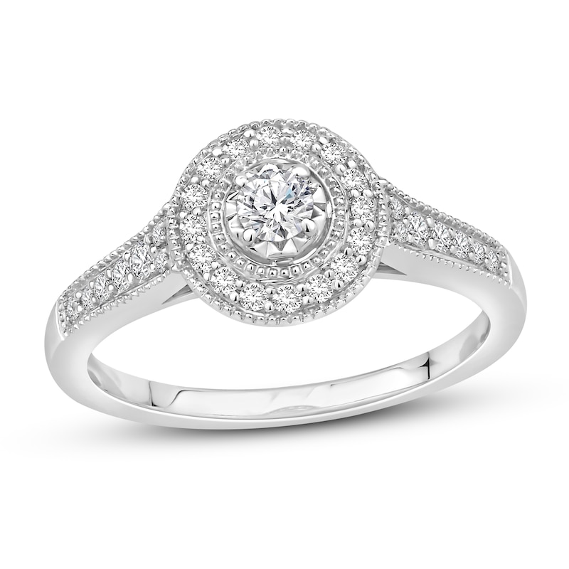 Diamond Engagement Ring 3/8 ct tw Round-cut 10K White Gold
