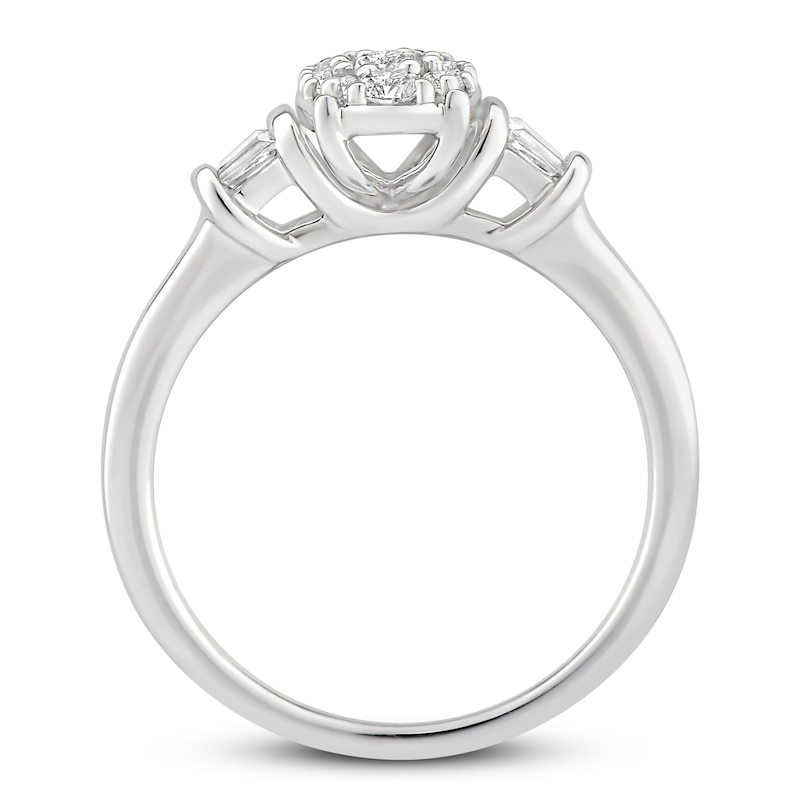 Main Image 2 of Now + Forever Diamond Engagement Ring 3/8 ct tw Round & Baguette 10K White Gold