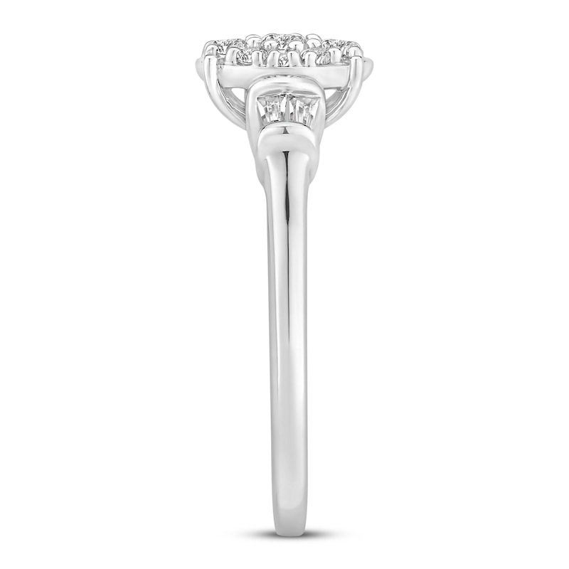 Main Image 3 of Now + Forever Diamond Engagement Ring 3/8 ct tw Round & Baguette 10K White Gold