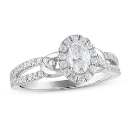 Now + Forever Diamond Engagement Ring 5/8 ct tw Oval & Round-cut in 14K White Gold
