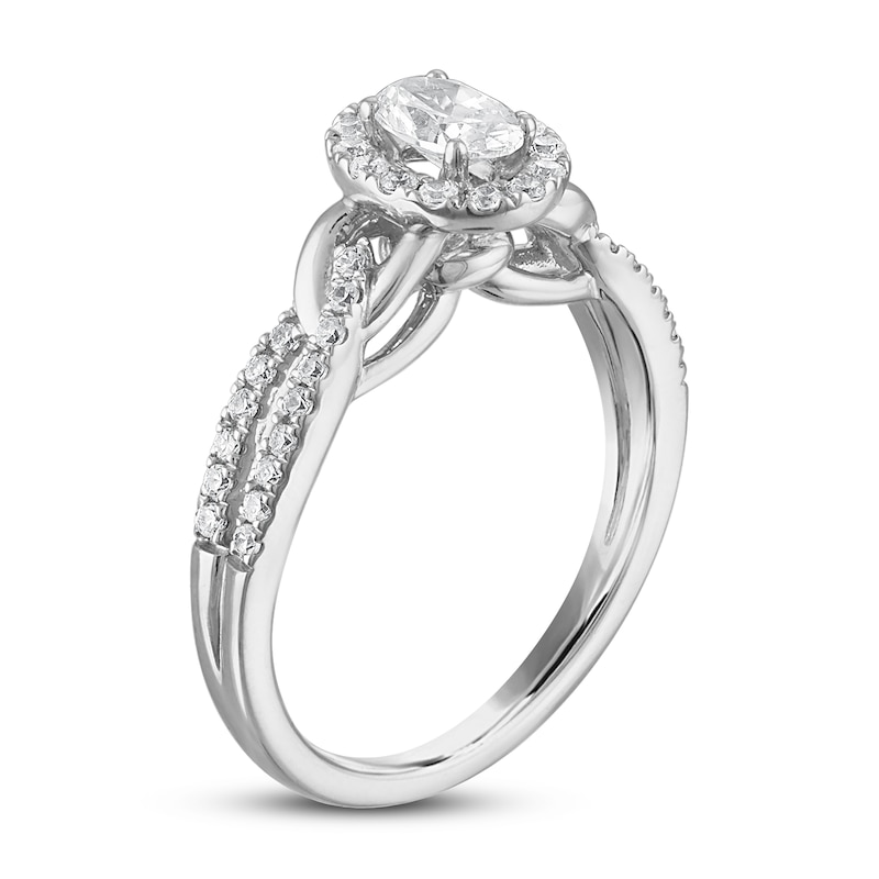 Diamond Engagement Ring 5/8 ct tw Oval & Round-cut in 14K White Gold