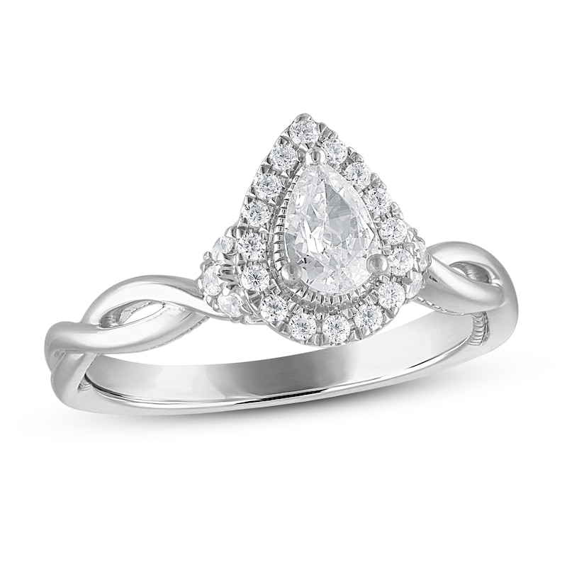 Main Image 1 of Now + Forever Diamond Engagement Ring 5/8 ct tw Pear & Round-cut in 14K White Gold